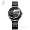 Hot sale SK 0088 Diamond Women Watch 2021 Sun Pattern Watch Bands Mesh Belt Leather Type Quartz Ladies Watches